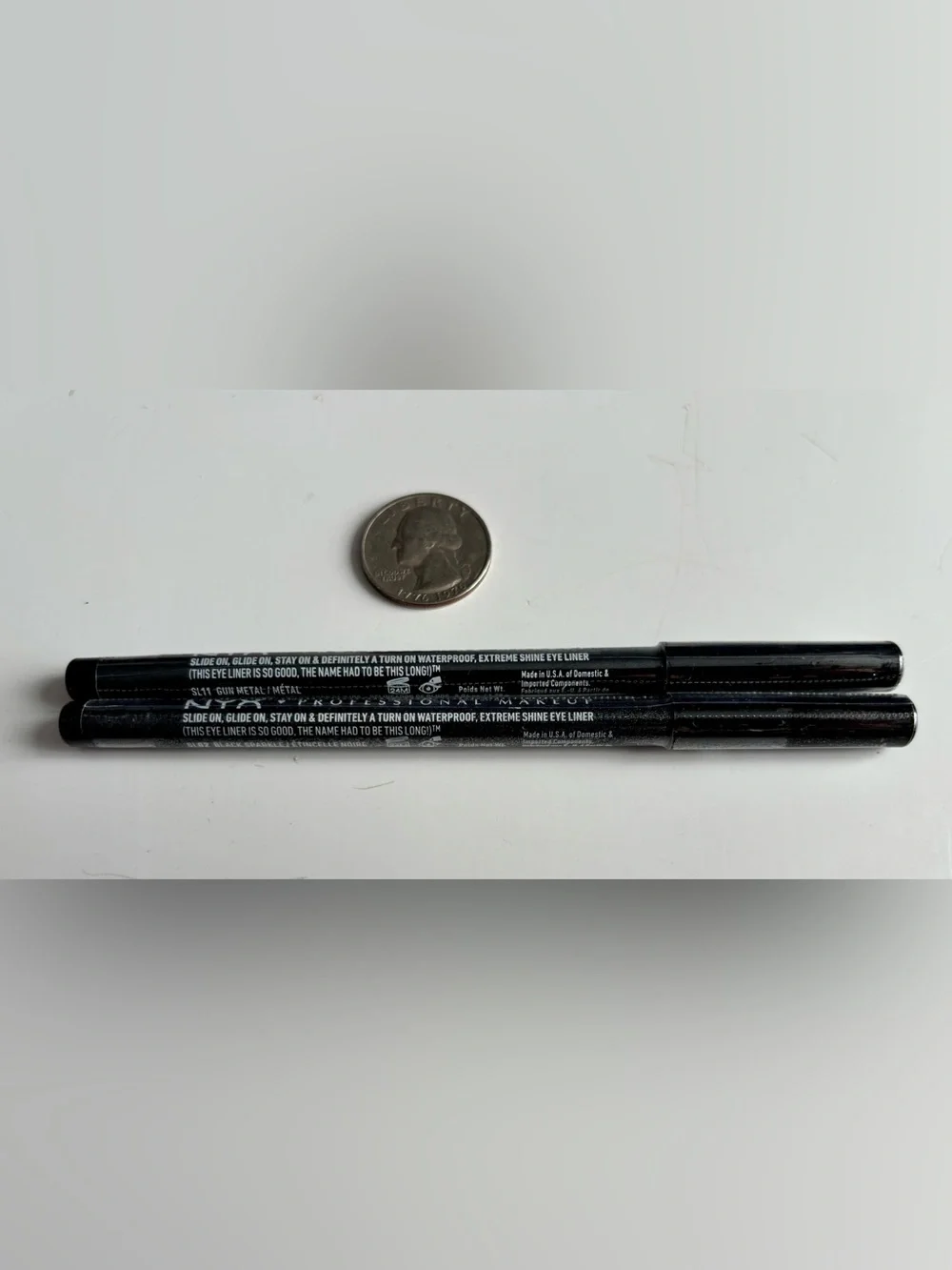 NWT NYX Eyeliner Pencils in Gun Metal and Black Sparkle, set of 2